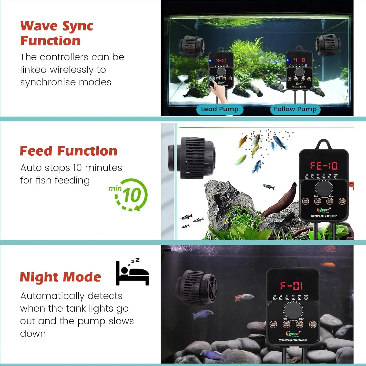 조절 가능한 유량 수족관 웨이브 메이커 24V DC 저 - Powerhead Wave Maker 리뷰 및 가격