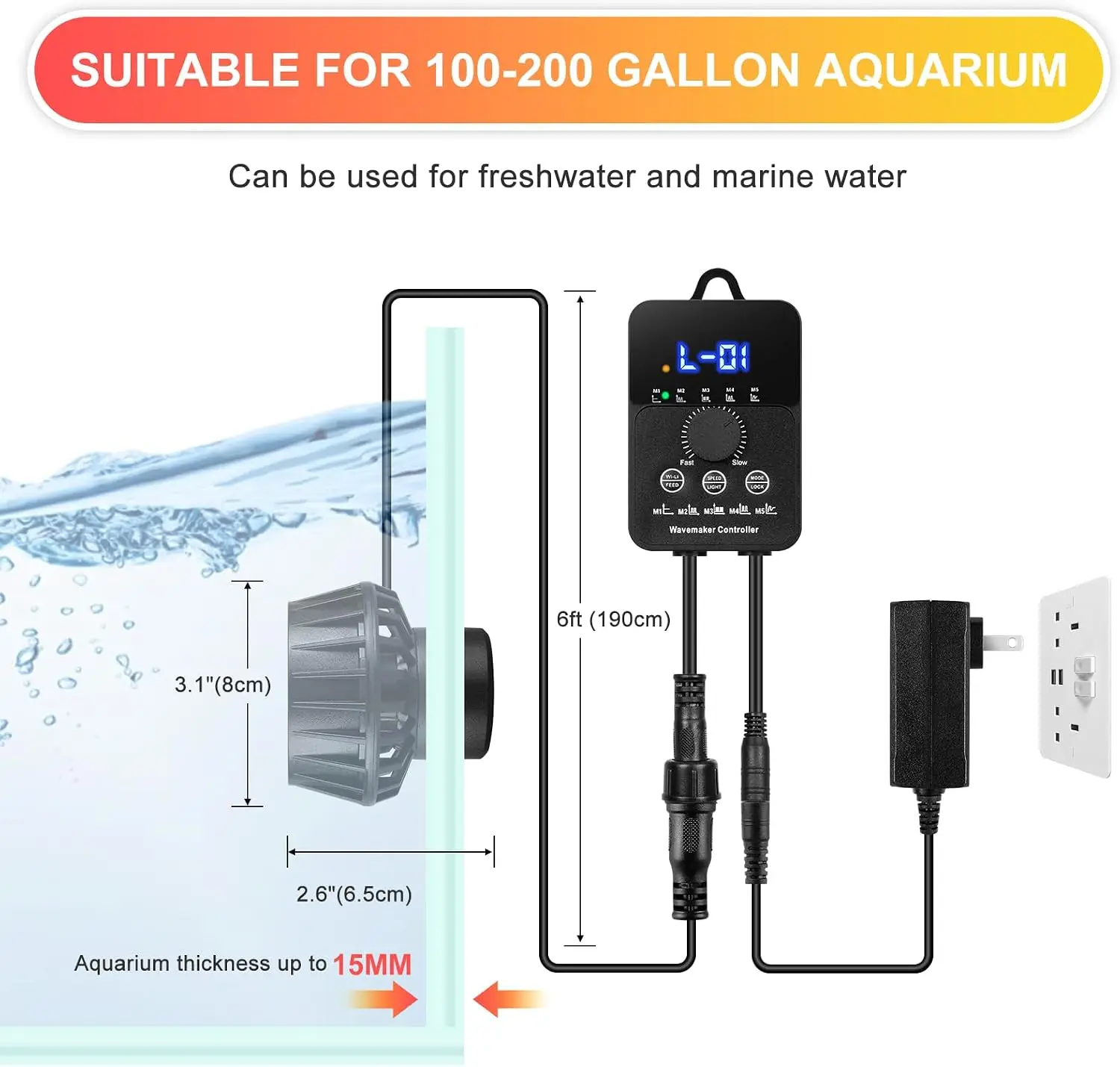 3400GPH 수족관 웨이브 메이커 DC24V 파워 헤 - Powerhead Wave Maker 리뷰 및 가격